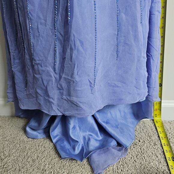 Alyce Designs Gown Womens 14 Purple Beaded Halter Whimsical Prom Dress 90s Silk - Picture 11 of 12